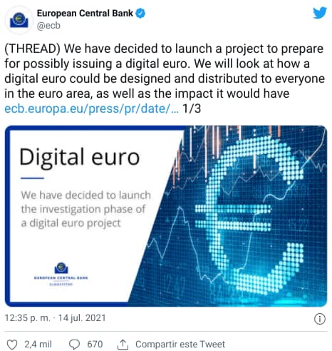 euro digitale bce twitter